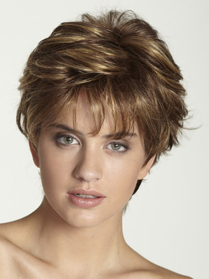 Short Straight Layered Lace Front Wig - Click Image to Close