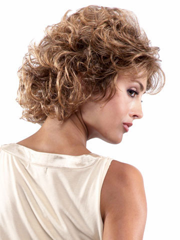 Chin-Length layered Curly Synthetic Lace Front Wig