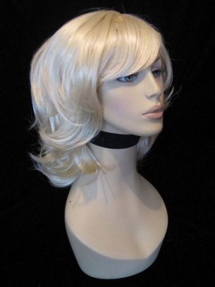 Medium Length Curly Side Bangs Wigs