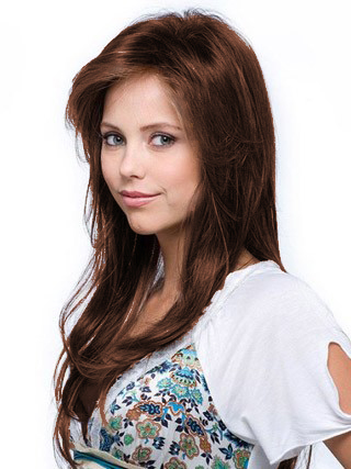 Long Straight Relaxed Layers Human Hair Wig - Click Image to Close