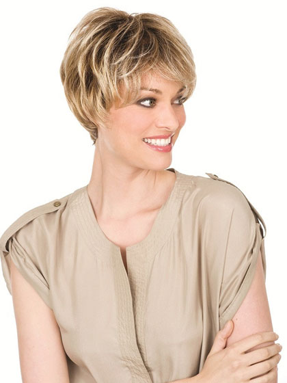 Short Remy Human Hair Mono Lace Wig - Click Image to Close