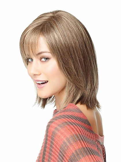 Shoulder Length Angled-Cut Human Hair Wig