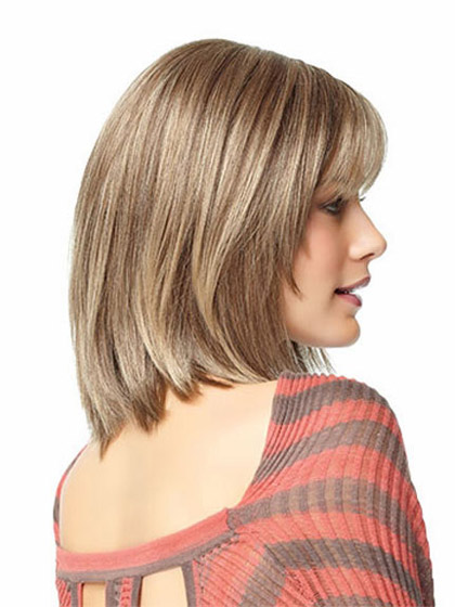 Shoulder Length Angled-Cut Human Hair Wig