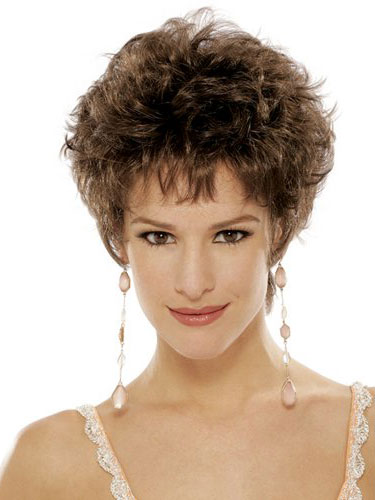 Short Pixie Curly Cut Human Hair Capless Wig - Click Image to Close