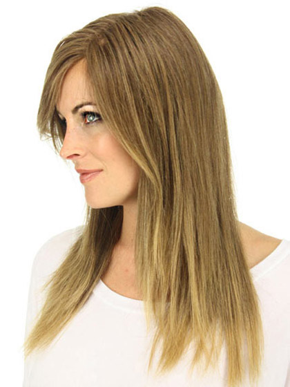 Chic Long Straight Layered Human Hair Lace Front Wig