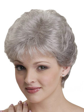 Short Synthetic Capless Straight Grey Wig