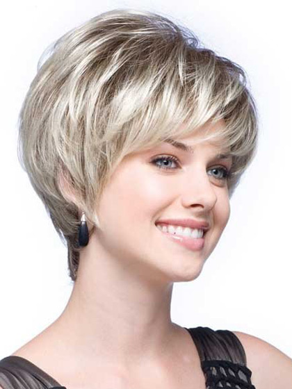 Short Tapered Synthetic Lace Front Grey Wig - Click Image to Close