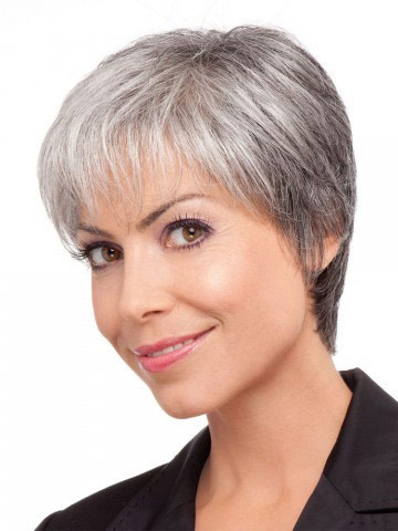 Classical Short Straight Lace Front Grey Wig - Click Image to Close