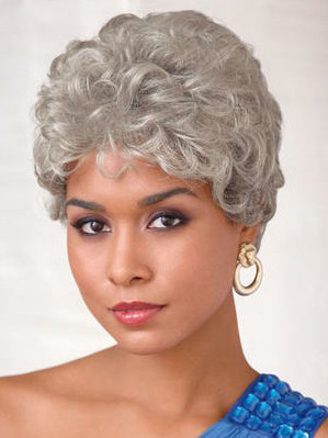 Short Wavy Style Capless Grey Wig - Click Image to Close