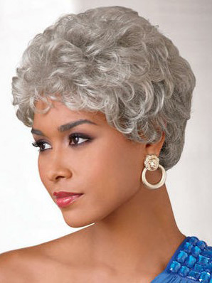 Short Wavy Style Capless Grey Wig