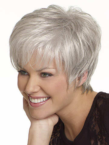 Short Boy Cut Synthetic Capless Grey Wig