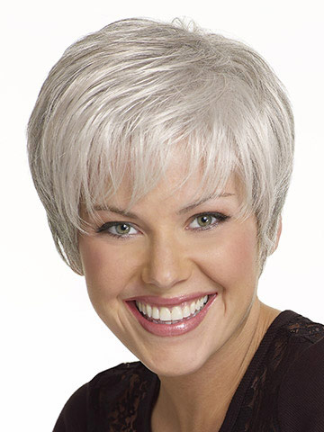 Short Boy Cut Synthetic Capless Grey Wig