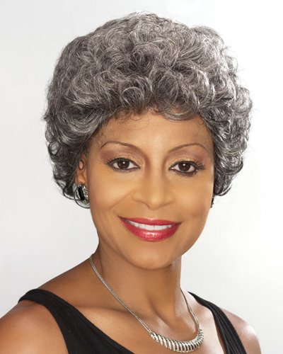 Short Curly Silver Wig - Click Image to Close