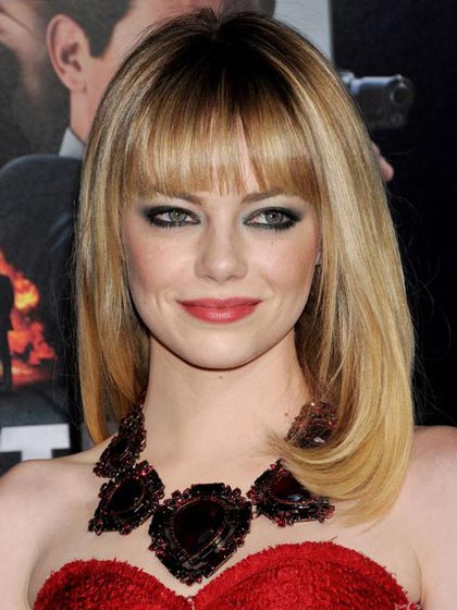 Emma Stone Light Blonde with Full Bangs - Click Image to Close