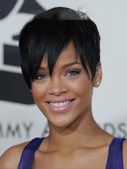 Trendy Short Straight Rihanna Hairstyle Synthetic Lace Front Wig - Click Image to Close