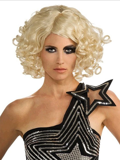 Fantastic Medium Curly Lady Gaga Lace Front Wig for Woman - Click Image to Close