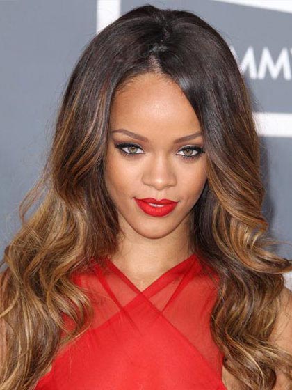 Rihanna Dip Dye Hairstyle Long Wavy Glueless Lace Wig