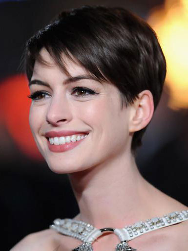 Anne Hathaway Pixie Human Hair Lace Front Wig - Click Image to Close