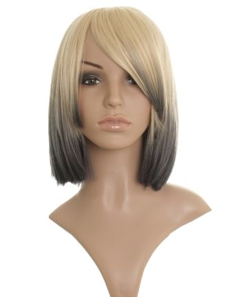 12" Drew Barrymore Straight Synthetic Grey Wig - Click Image to Close