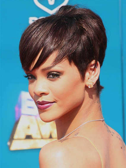 Sexy Beautiful Unique Rihanna Hairstyle Short Straight Wig - Click Image to Close