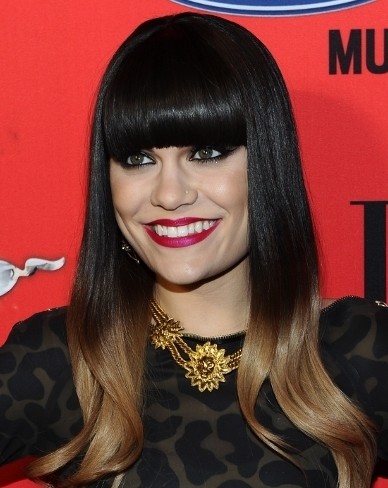 Jessie J's Ombre Boxy Fringe Dip Dye Wig