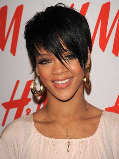 Rihannas Bangs Short Hairstyle Wig