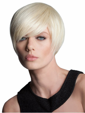 Short bob with lightweight off-set fringe