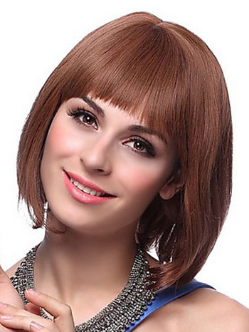 100% Remy Human Hair Full Fringe Bob Wig