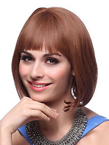 100% Remy Human Hair Full Fringe Bob Wig