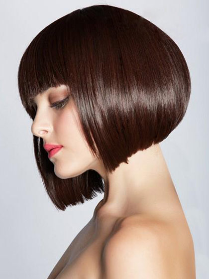 Sleek Straight Synthetic Bob Wig With Full Bangs