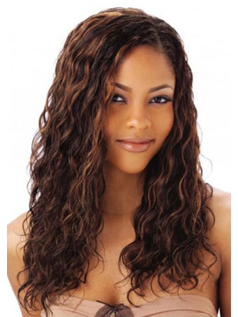 20" Water Wavy Remy Human Hair Lace Front Wig - Click Image to Close