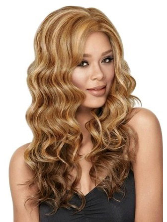 Long Wavy Synthetic Lace Front Wig - Click Image to Close