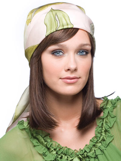 Synthetic Hairpiece With Silky Attached Headband - Click Image to Close