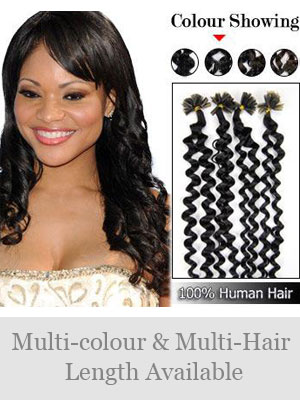 20" 100% Curly Nail Tip Human Hair Extensions - Click Image to Close