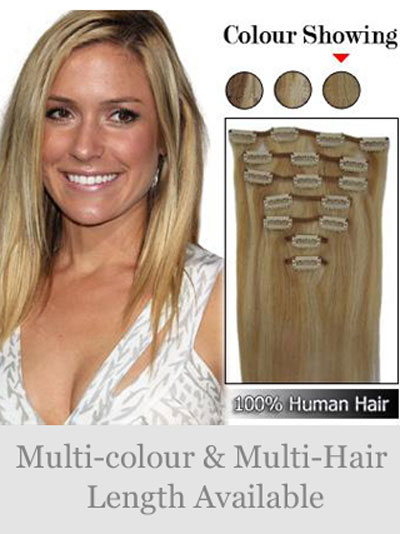 7 pcs From 14"(70g) Straight Sandy Blonde Clip In Full Head